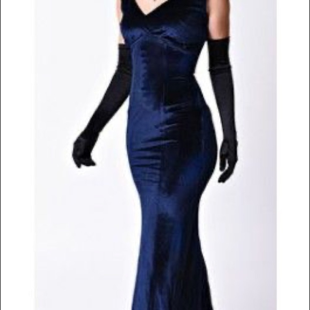 Unique Vintage 30’s Style Blue Velvet Gown